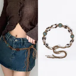 fabme Women Evening Brown Canvas Belt image 3