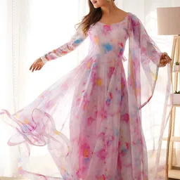 dhviraelegance Printed Georgette Stitched Anarkali Gown-picture-26