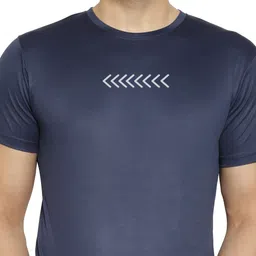 missille Men Solid Round Neck Polyester Navy Blue T-Shirt image 4