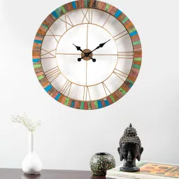 vedas Logan Multicolour Iron Wall Clock image 1