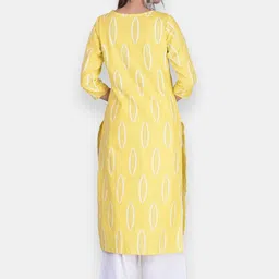 VEDANA Women Yellow & White Geometric Kurta with Palazzo & With Dupatta image 4