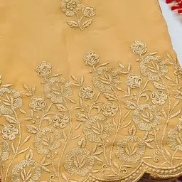 KALINI Yellow & Cream Embroidered Silk Georgette Unstitched Dress Material image 3