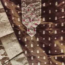 KALINI Ethnic Motifs Woven Designed Beads & Stones Unstitched Dress Material image 2