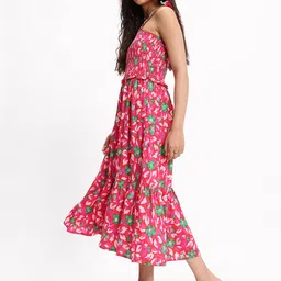DressBerry Timeless Spring Floral Tiered Smocked Midi Dress image 4