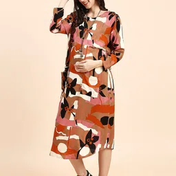 MomToBe Abstract Print Maternity A-Line Midi Dress image 3