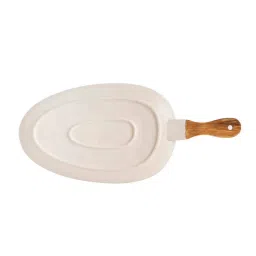 chumbak Jaipur Backyard White & Blue 15 Inch Ceramic Appetizer Platter image 4