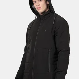 t-base Men Black Windcheater Longline Padded Jacket image 4
