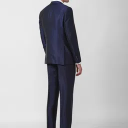 Van Heusen Men Navy Blue Self Design Slim Fit Single Breasted Three Piece Suits image 5