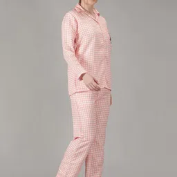 House of Comfort Checked Lapel Collar Night suit image 4