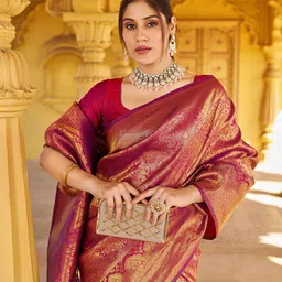 KALINI Ethnic Motifs Woven Design Zari Saree image 4