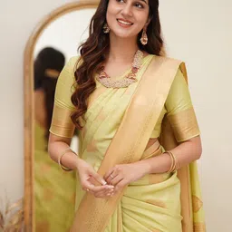 Anjaneya Sarees Ethnic Motifs Woven Design Zari Banarasi Saree image 5