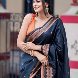 zinzraa Ethnic Motifs Zari Pure Silk Kanjeevaram Saree image 4