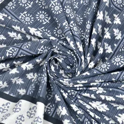 Qfab Blue & White Geometric Printed 300 TC Cotton King Bedsheet with 2 Pillow Covers image 5