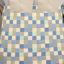 RD TREND Beige & Blue Geometric 210 TC Cotton King Fitted Bedsheet With 2 Pillow Covers image 2