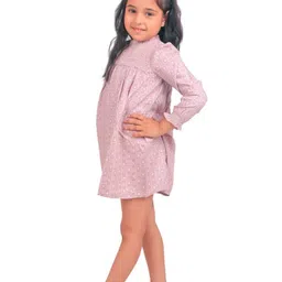 Miyo Girls High Neck Puff Sleeves Polka Dot Print A-Line Dress image 2