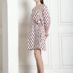 Rajnandini Print Puff Sleeve A-Line Dress image 5