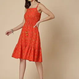 routes by all about you all about you Polka Dot Printed Shoulder Strap Neck Flounce Hem A-Line Dress image 4