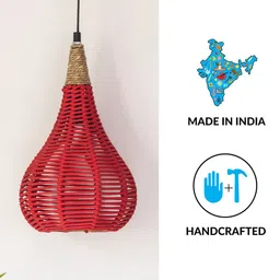 ExclusiveLane Dark Brown Set Of 2 Jute Spherical Iron Hanging Pendant Lamp image 2