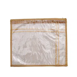 Kuber Industries Set Of 12 Gold-Coloured & Transparent Solid Single Packing Saree Cover Organizers image 5