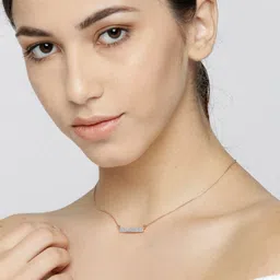 Carlton London Rose Gold-Toned Rhodium-Plated CZ-Studded Minimal Necklace image 3