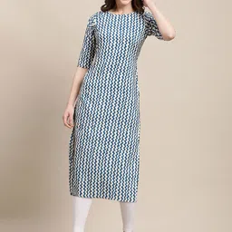 7Threads Women Multicoloured Ethnic Motifs Printed Block Print Crepe Kurta image 5