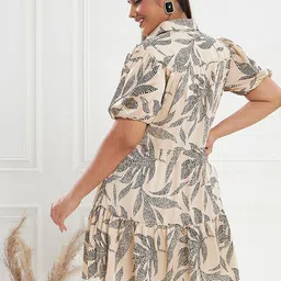 CURVE BY KASSUALLY Floral Printed Gathered Or Pleated A Line Dress image 4