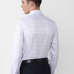 Van Heusen Men White Checked Pure Cotton Formal Shirt image 4