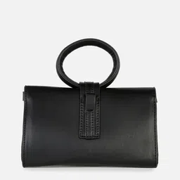 HAUTE SAUCE by Campus Sutra Black PU Structured Handheld Bag image 4