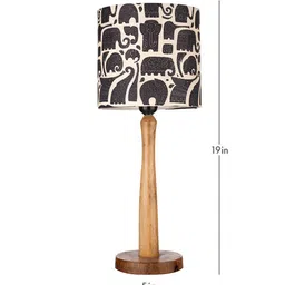 green girgit Black & Brown Printed Wooden Table Lamp With Shade image 3