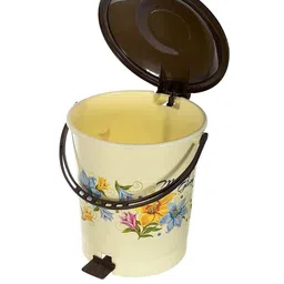 Kuber Industries Cream-Coloured & Brown Printed Pedal Dustbins - 10 L image 3