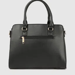 Lavie Glossy Ushy Women Black Animal Textured Structured Medium Dome Satchel Bag image 3