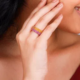 GIVA 925 Sterling Silver Gold-Plated Stone-Studded Finger Ring image 2