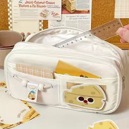 celeoris Kawaii Cute Pencil Case for Students | Large Capacity Multi-Pocket Pencil Pouch Cartoon Art Polyester Pencil Box image 3