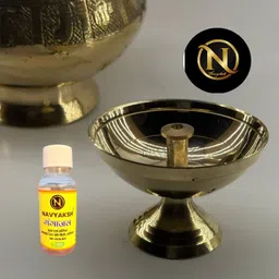 Round Aarti Diya for Temple Ceremonies and Holy Rituals WITH GANGAJALI Brass Table Diya-image-38