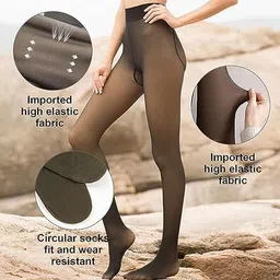 auto route Thin Fleece Lined Women Leggings Pants Dual-Tone Pantyhose Stockings For Women & Girls For winter (Waist Size : 26 to 34 Inch Stretchable) Free Size image 4