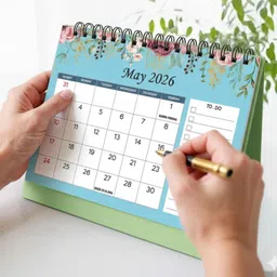 thinkcrafts Desk Calendar with Floral Design, 8.5 x 6.5 Inches,Monthly Notes Section 2026 Table Calendar image 4