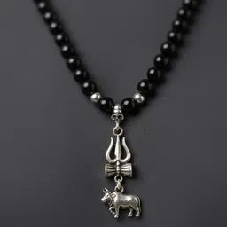 p. r. prints SUPERSTAR Mahesh Babu SSMB29 Movie Style Trishul Damru Rhodium Beads Alloy Pendant Set image 4