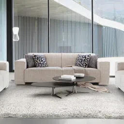 casacraft from pepperfry Pamplona Fabric 3 Seater Sofa In Midas Ivory Colour image 3