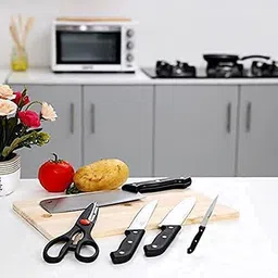 Swashtkon Chopping Board with Knife Set Stainless Steel Kitchen 5-Pcs Knife with Wooden Multi Tool image 5
