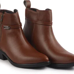 Mid Ankle Flared Heel Side Zipper Winter Boots|Dress Boot|Office Boot Boots For Women-image-17