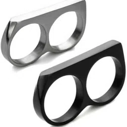 sanoka Double Finger Ring for Boy and Girl Two Stainless Steel Ring-picture-15