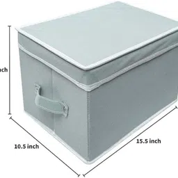 bharatcraftone Solid Non-Woven Rectangular Foldable Fabric Organizer Storage Box,Set of 1 Storage Box image 2