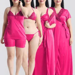 night keys Pack of 6 Women Nighty with Robe-picture-13