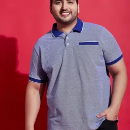 bigbanana Men Solid Polo Neck Pure Cotton Blue T-Shirt-picture-13