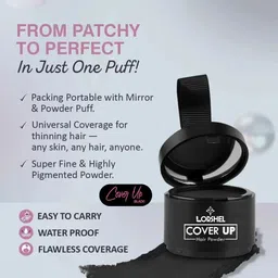 lorshel Hair Root Filler Powder Black | Blends Seamlessly - Daily Use Hair Root Filler Powder Black | Blends Seamlessly - Daily Use Extreme Hair Volumizer All Skin Types image 3