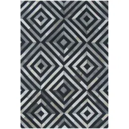 dazzhome Grey & Black Hair On Leather Chevron Hand Woven 6ftX9ft Carpet image 2