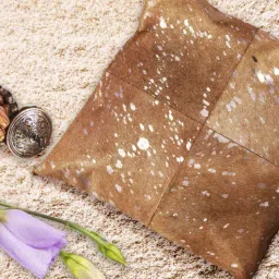 dazzhome Beige and Silver Hair On Leather 18 x 18 Inches Cushion Cover-picture-12