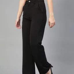 wolica Women Regular Fit Black Viscose Rayon Trousers-picture-20