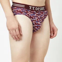 T.T. Men Pack Of 4 Desire Printed Mid-Rise Pure Cotton Basic Briefs image 3