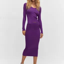 MANGO Ribbed Pencil Midi Skirt image 4
